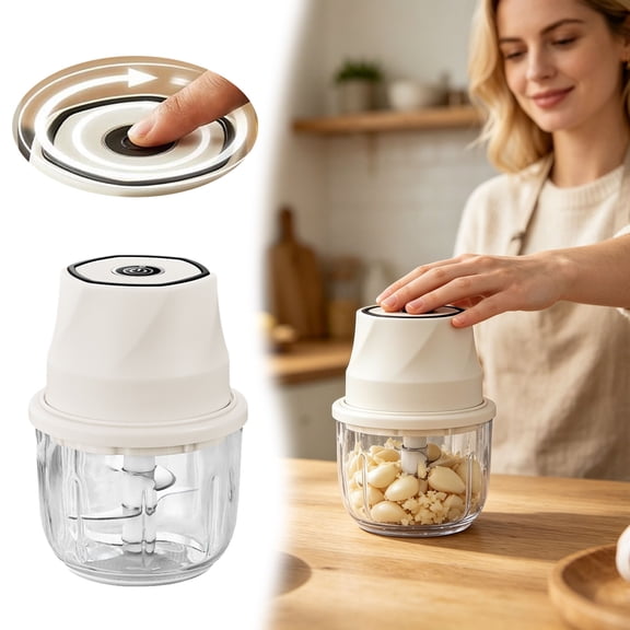 FSAGAE USB Rechargeable Electric Garlic Chopper 6 Blade Food Processor Mini Veggie Cutter for Onion Meat and Baby Food