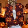 thumbnail image 1 of FSAGAE Women's Knit Cardigan Sweater Long Sleeve Button Down Pumpkin Graphic Print Red XXXXXL Casual Fall Halloween Outerwear Top, 1 of 5