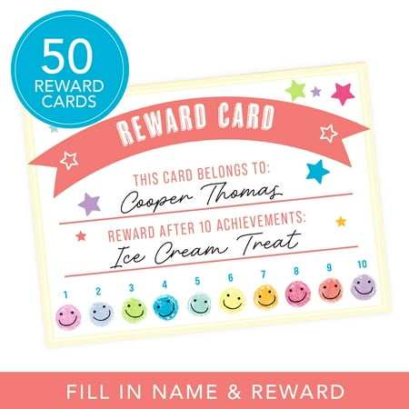 Gartner Studios Perforated Reward Cards, Star & Smiley Face, 4.5 in × 3.25 in, 50 Ct