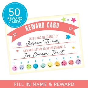 Gartner Studios Perforated Reward Cards, Star & Smiley Face, 4.5 in × 3.25 in, 50 Ct