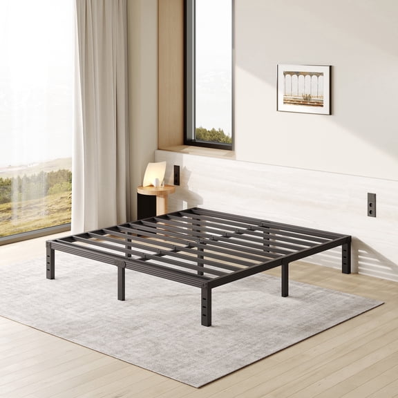 FSCHOS 12 Inch King Size Bed Frame, Heavy Duty Metal Platform, No Box Spring Needed, Easy Assembly, Black