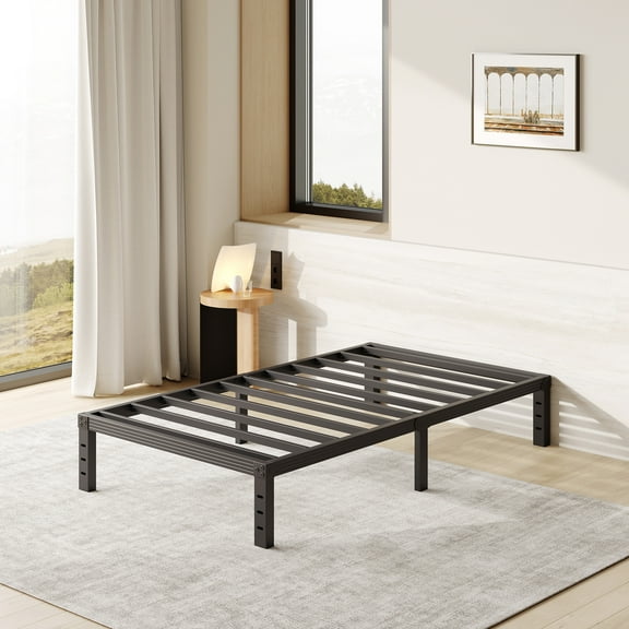 FSCHOS 12 Inch Twin Size Bed Frame, Heavy Duty Metal Platform, No Box Spring Needed, Easy Assembly, Black
