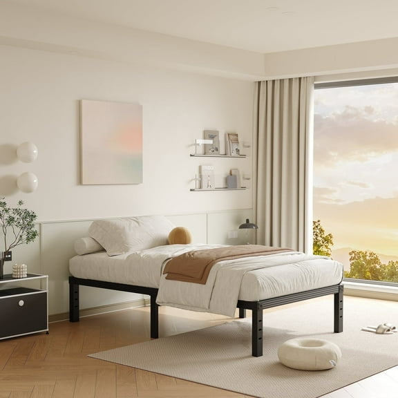 FSCHOS 14 Inch Twin Size Bed Frame, Heavy Duty Metal Platform, No Box Spring Needed, Easy Assembly, Black