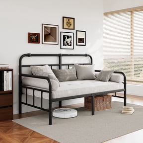 FSCHOS 14 inch Twin Size Metal Daybed Frame, Twin Sofa Daybed Frame for Living Room, Heavy Duty Slats Support
