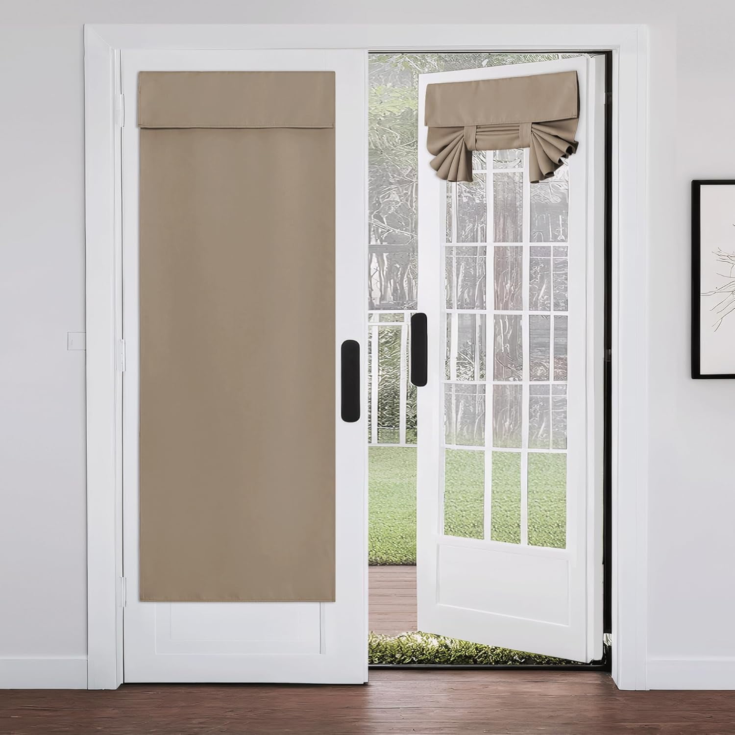 FSCIDA-Front Door Window Covering, Blackout Kitchen Curtains for Privacy,  Half Door Window Curtains Thermal Insulated Covering for Patio Glass, 26 ..., image size:1500x1500