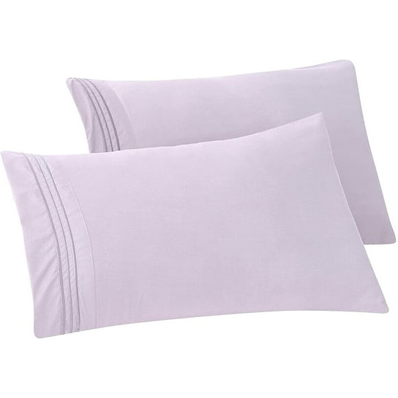 FSCIDA-Solid Pillowcases Egyptian Quality 1500 Thread Count Care, Smooth Weave, Wrinkle and Stain Resistant, Easy Slip-On, King, Lilac 2