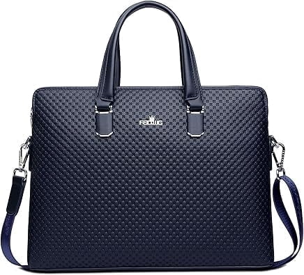 FSD.WG Leather Briefcase - Single Shoulder Laptop Business Bag, Fits 15.6-inch Devices,Blue