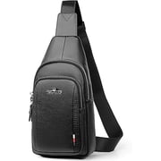 FSD.WG Mens Multi-Functional Chest Bag Waterproof Leather Crossbody Bag