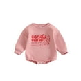 FSDJHSDH Baby Girls Boys Sweatshirts Rompers Letter Candy Cane Print