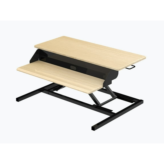 FSE 373-CVTR PRO-WO Two-Tier Pneumatic Standing Desk Converter - White Oak