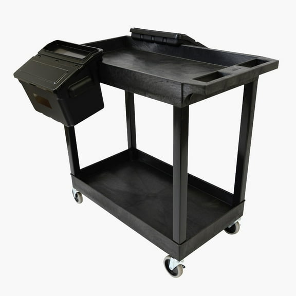 FSE 373-EC11-B-OUTRIG 32" x 18" Tub Cart - Two Shelves with Outrigger Utility Cart Bins