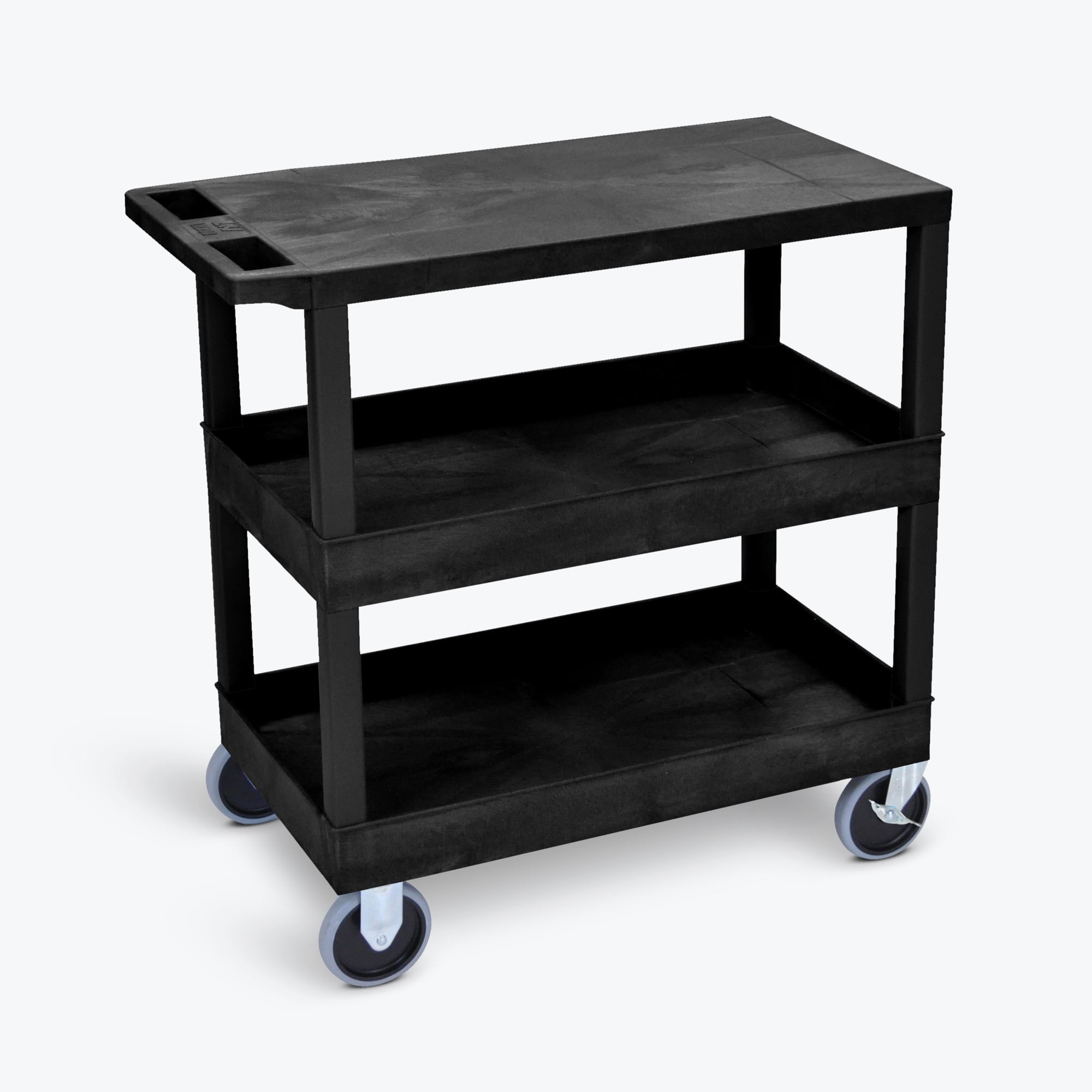 Black High-Density Polyethylene 3-Shelf Utility Cart
