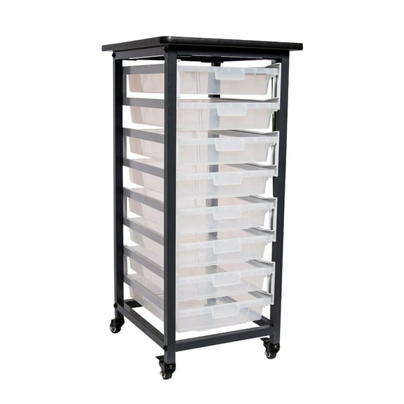 FSE 373-MBS-SR-8S-CL Mobile Bin Storage Unit - Single Row with Small Clear Bins
