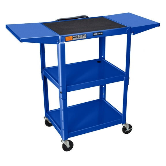 FSE 373-UCMT1DL-RB Adjustable-Height Steel Utility Cart - Drop Leaf Shelves, Royal Blue