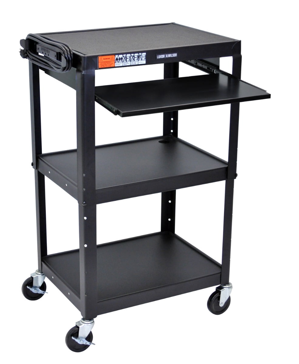FSE 373-UCMT1KB Adjustable-Height Steel Utility Cart - Pullout Keyboard Tray, Black