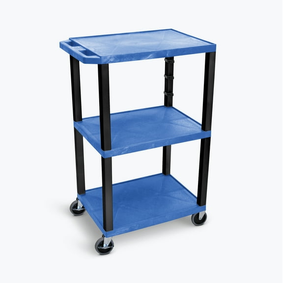 FSE 373-UCPL1BUE-B 42"H 3-Shelf Utility Cart - Electric, Blue Shelves, Black Legs