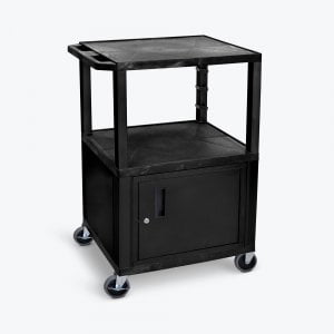 FSE 373-WT42C2E 42"H AV Cart - 3 Shelves Cabinet - Black Legs