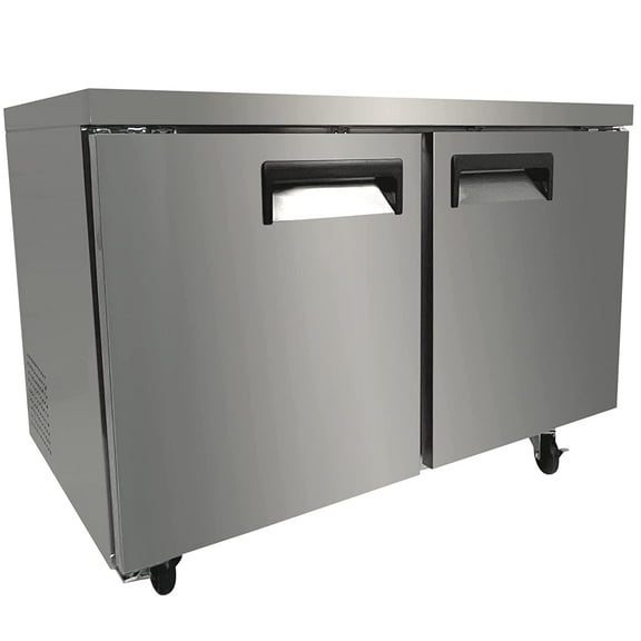 FSE 48-Inch Two Door Undercounter Freezer, 12 Cubic Feet Capacity, Two Shelves, Stainless Steel, 115v, (MRUCFZ-48)