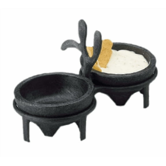 FSE Salsa Caddy, 2 way, cactus design, for use with molcajetes NHS1006 or NHS1006D (not included), microwavable and dishwasher safe, charcoal (24 each per case)