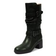 thumbnail image 1 of FSJ Women Casual Round Closed Toe Mid Calf Boots Chunky Low Heel Double Metal Buckle Strap Side Zipper Fashion Mid Knee High Shoes Size 13 Green, 1 of 4