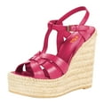 thumbnail image 1 of FSJ Women Casual Round Open Toe Espadrille Ankle Strap Platform Wedge Heels Sandals Woven Cutout Summer Dress Comfort Shoes Size 11 Pink, 1 of 4