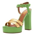 thumbnail image 1 of FSJ Women Chunky Block Platform High Heels Sexy Open Toe Ankle Strap Sandals Fashion Strappy Wedding Party Evening Dance Summer Pumps Size 5.5 Green, 1 of 5