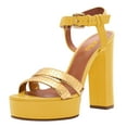 thumbnail image 1 of FSJ Women Chunky Block Platform High Heels Sexy Open Toe Ankle Strap Sandals Fashion Strappy Wedding Party Evening Dance Summer Pumps Size 5 Yellow, 1 of 4