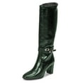 thumbnail image 1 of FSJ Women Classic Buckled Strap Knee High Boots Chunky High Heels Square Closed Toe Side Zipper Boots Comfort Casual Wear Shoes Size 9.5 Green, 1 of 5