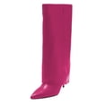 thumbnail image 1 of FSJ Women Classic Fold Over Knee High Boots Stiletto High Heel Pointed Closed Toe Long Boots Wide Calf Sexy Party Dress Shoes Size 15 Pink, 1 of 4