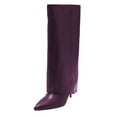 thumbnail image 1 of FSJ Women Classic Fold Over Knee High Boots Stiletto High Heel Pointed Closed Toe Long Boots Wide Calf Sexy Party Dress Shoes Size 8 Purple, 1 of 4