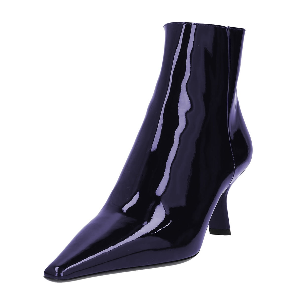 FSJ Women Classic Pointy Closed Toe Ankle Boots Slanted Kitten Mid Heel ...