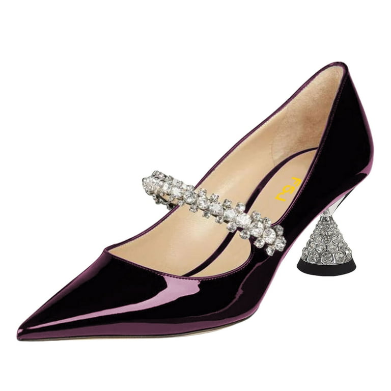women's purple dress shoes low heel Amazon.com | Aachcol Women Pumps Peep Open Toe Ankle Strap Slingback Kitten  Low Heel Dress Shoes Sandals Satin Office Wedding Shopping Purple 1.5 Inch  10.5 US