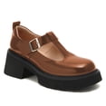 thumbnail image 1 of FSJ Women Classic Round Toe Strap Buckle Mary Jane Pumps Shoes Size 6.5 Brown, 1 of 4