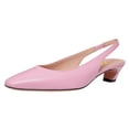 thumbnail image 1 of FSJ Women Classic Square Closed Toe Elastic Strap Slingback Pumps Chunky Block Low Heel Slip On Party Dressy Office Shoes Size 7 Pink, 1 of 4
