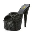 thumbnail image 1 of FSJ Women Classic Stiletto High Heel Mules Peep Open Toe Backless Platform Sandals Slip On Summer Daily Walking Party Dressy Slide Shoes Size 5 Black Rhinestone, 1 of 5
