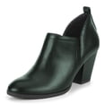 thumbnail image 1 of FSJ Women Classic V Cut Chunky High Heel Pumps Round Closed Toe Slip On Loafers Vintage Solid Color Ankle Booties Office Lady Shoes Size 13 Green, 1 of 4