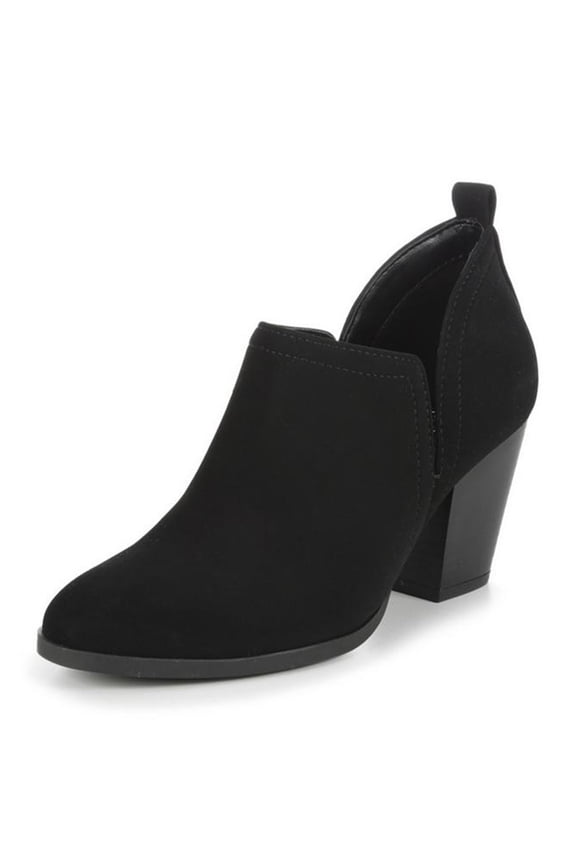 Women Classic V Cut Chunky High Heel Pumps Round Closed Toe Slip On Loafers Vintage Solid Color Ankle Booties Office Lady Shoes Size 6.5 Black