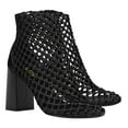 thumbnail image 1 of FSJ Women Closed Toe Woven Ankle Boots Zipper Back Block High Heel Booties Fashion Party Casual Dress Sandals Size 5 Black, 1 of 4