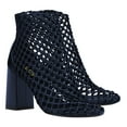 thumbnail image 1 of FSJ Women Closed Toe Woven Ankle Boots Zipper Back Block High Heel Booties Fashion Party Casual Dress Sandals Size 8 Blue, 1 of 3