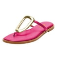thumbnail image 1 of FSJ Women Comfort Open Toe Flat Sandals Slip on Flip-flops Without Heel Metal Buckle Lightweight Chic Outdoor Slippers Fuchsia Size 11, 1 of 5