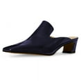 thumbnail image 1 of FSJ Women Comfortable Chunky Block Low Heel Mules Square Closed Toe Backless Loafers Slip On Office Clogs Slides Shoes Size 8 Blue, 1 of 5