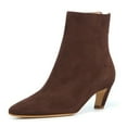 thumbnail image 1 of FSJ Women Comfortable Kitten Low Heel Ankle Boots Pointed Closed Toe Back Zipper Booties Dress Party Casual Shoes Size 6.5 Brown, 1 of 3