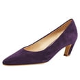 thumbnail image 1 of FSJ Women Comfortable Sturdy kitten Low Heels Pumps Slip On Almond Closed Toe Office Work Wedding Casual Dressy Shoes Size 8 Purple, 1 of 4
