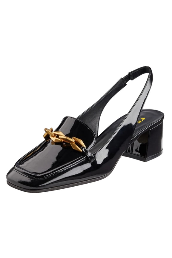 Women Elegant Closed Square Toe Chunky Low Heels Slingback Pumps Slip On Loafers Ladies Office Business Shoes Size 9.5 Black
