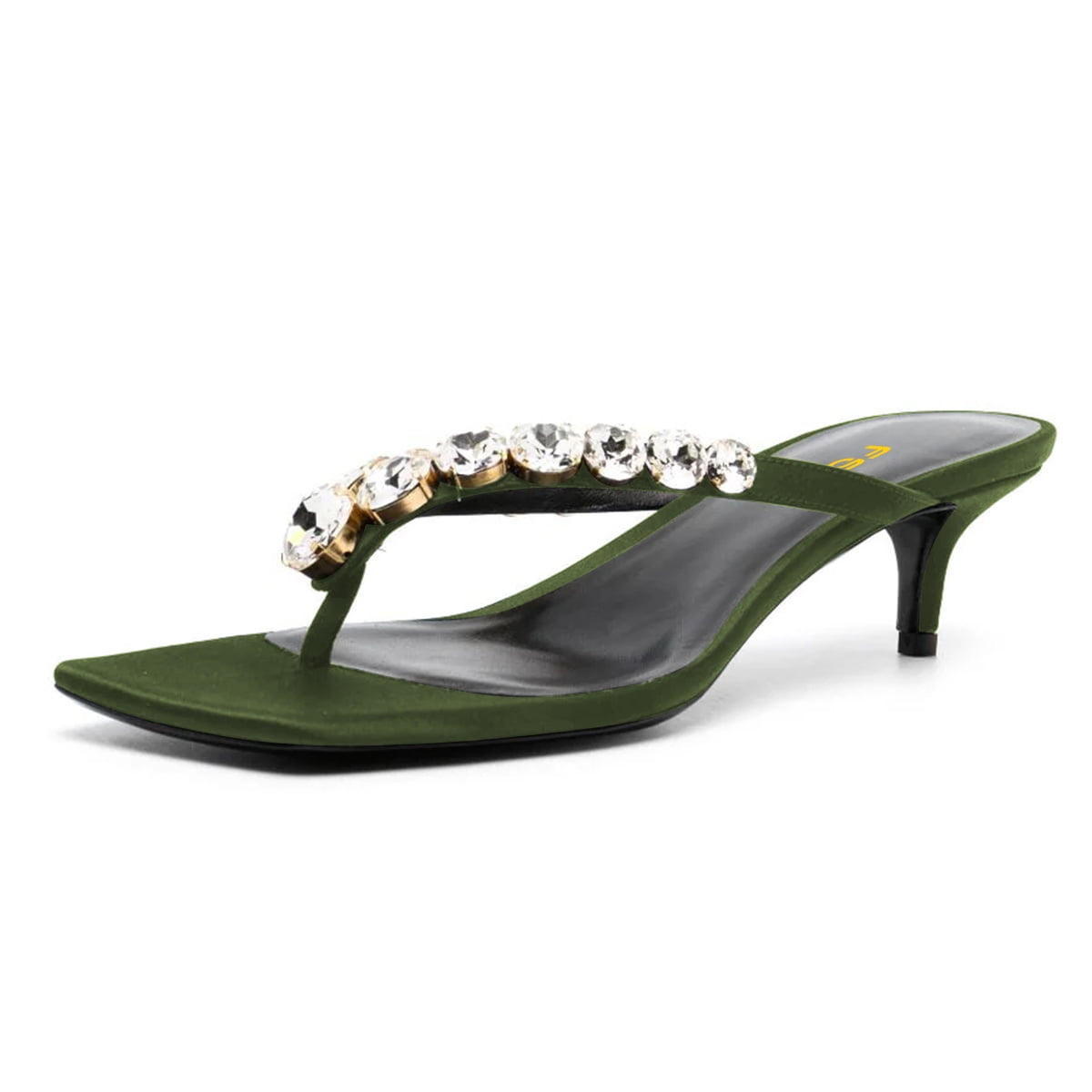 Golden Square Toe Flip Flop Heel