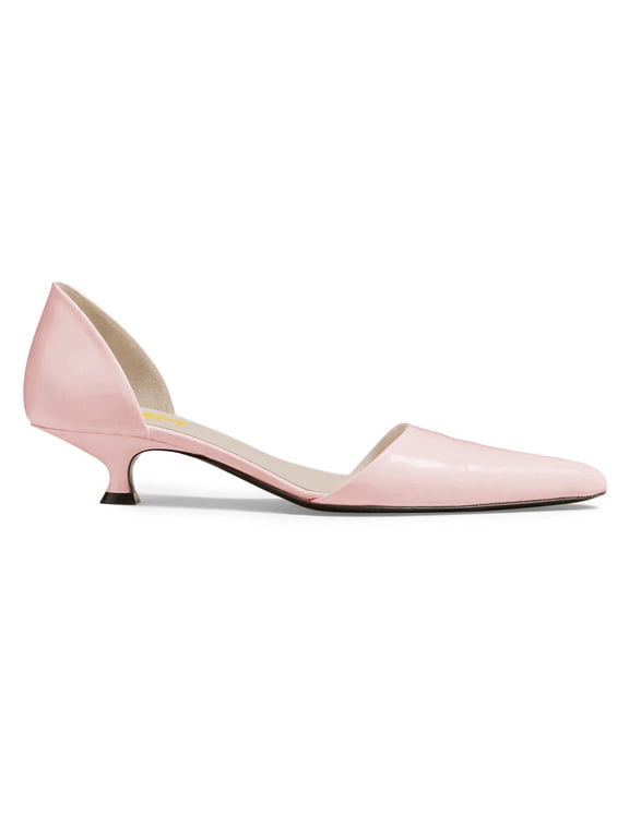 Women Elegant Pointy Toe Slip on D'orsay Pumps Solid Color Low Kitten Heels Comfortable Business Dressy Shoes Size 7 Pink