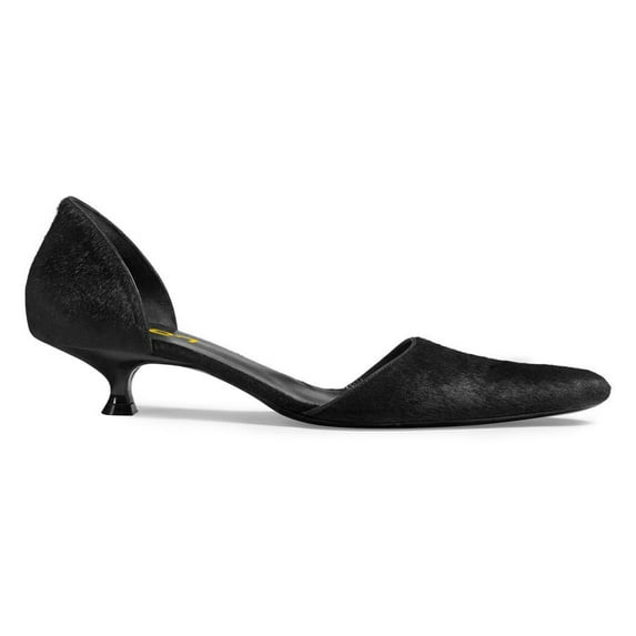 FSJ Women Elegant Pointy Toe Slip on D'orsay Pumps Solid Color Low Kitten Heels Comfortable Business Dressy Shoes Size 9 Black