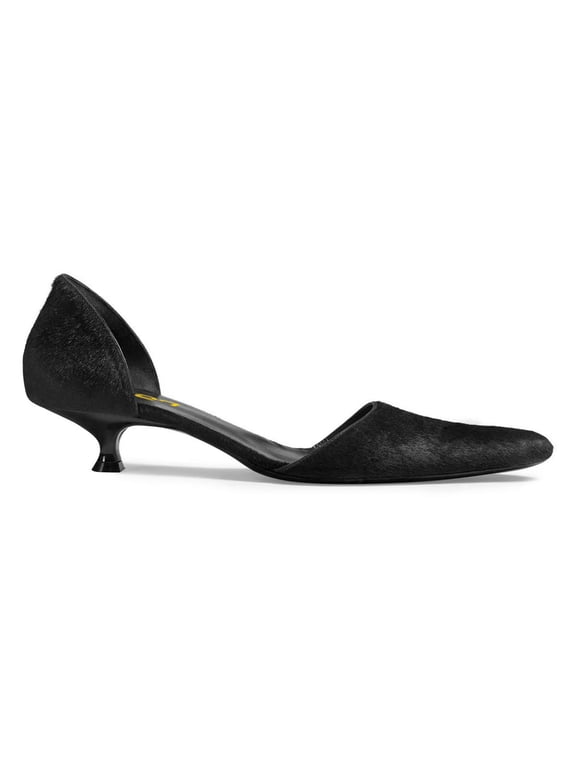 Women Elegant Pointy Toe Slip on D'orsay Pumps Solid Color Low Kitten Heels Comfortable Business Dressy Shoes Size 9 Black