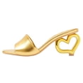 thumbnail image 1 of FSJ Women Fashion Heart Shaped Heel Backless Mules Square Open Toe Slip On Sandals Casual Wedding Dress Slides Shoes Size 13 Gold, 1 of 5