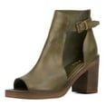 thumbnail image 1 of FSJ Women Fashion Peep Open Toe Side Cutout Single Strap Buckle Booties Mid Block Heel Sandals Ankle Bootie Summer Casual Dress Shoes Size 8 Green, 1 of 5